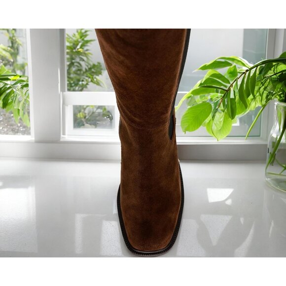 Steve Madden Deegan Women's Suede Tall Knee Square Toe Pull On High Boots NIB - Picture 3 of 5